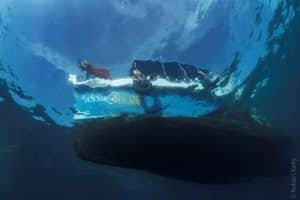 dive boat from below the surface 1024x683