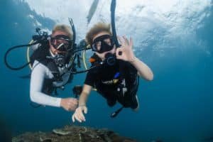 dive instructor with junior student