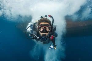 diver under water air bubbles 1024x683