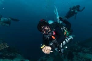 diver with backup equipment