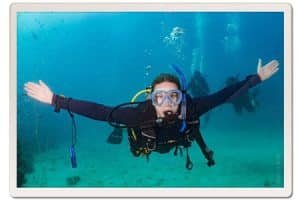 diver with group in the background